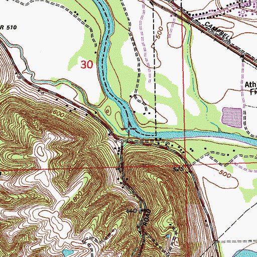 Topographic Map of Jameson Creek, IN