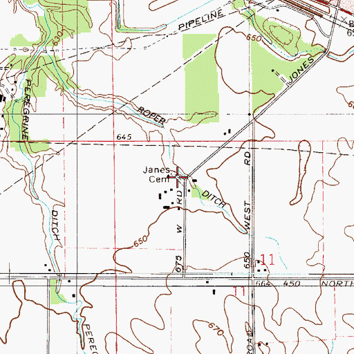 Topographic Map of Janes Cemetery, IN
