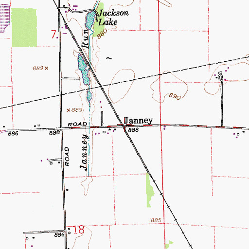 Topographic Map of Janney, IN