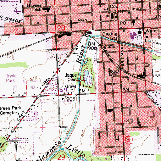 Topographic Map of Jaque Cemetery, IN