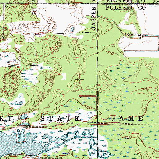Topographic Map of Jasper-Pulaski Fish and Wildlife Area, IN