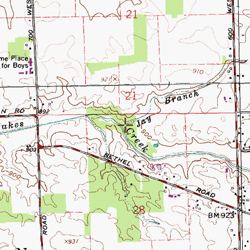 Topographic Map of Jay Branch, IN