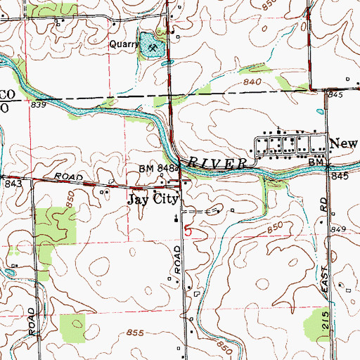 Topographic Map of Jay City, IN