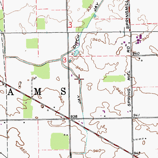 Topographic Map of Jay Ditch, IN