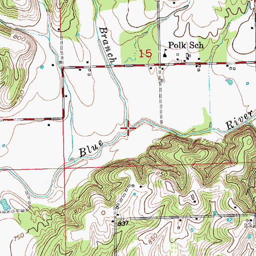 Topographic Map of Jeff Branch, IN