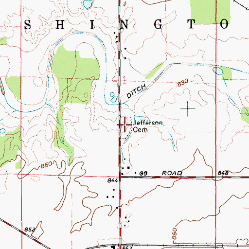 Topographic Map of Jefferson Cemetery, IN