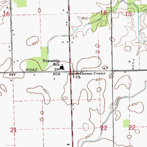 Topographic Map of Jefferson Center Church, IN