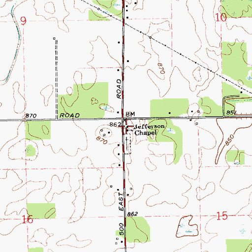Topographic Map of Jefferson Chapel, IN