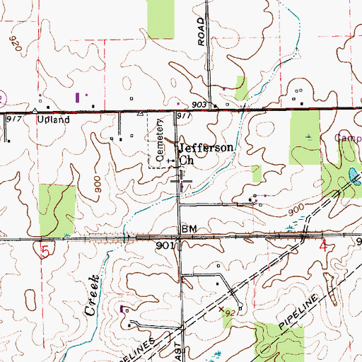 Topographic Map of Jefferson Church, IN