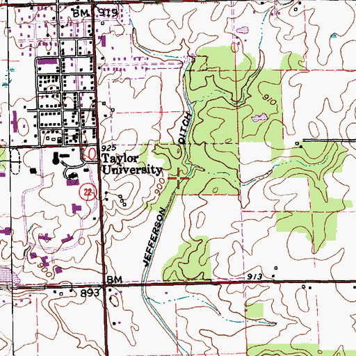 Topographic Map of Jefferson Ditch, IN
