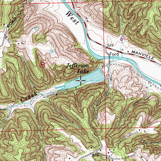 Topographic Map of Jefferson Lake, IN