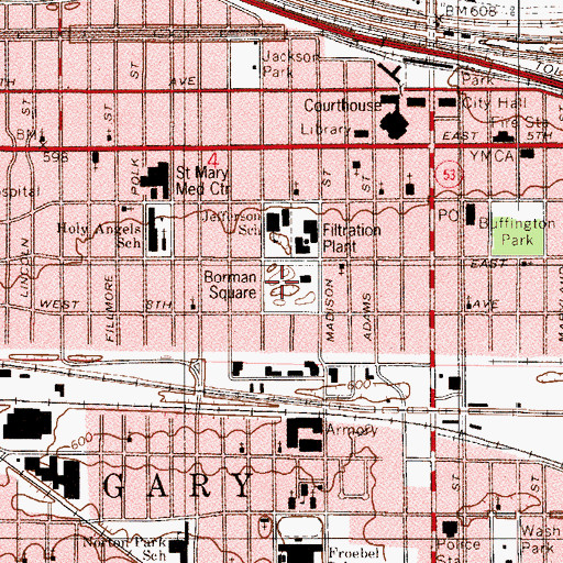 Topographic Map of Jefferson Park, IN