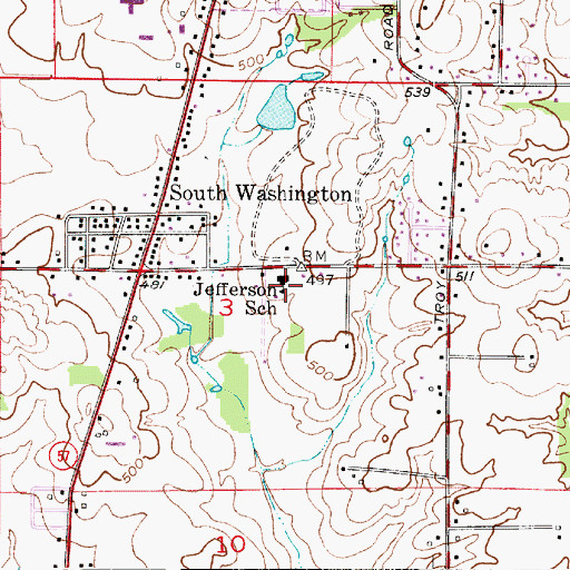 Topographic Map of Jefferson School, IN