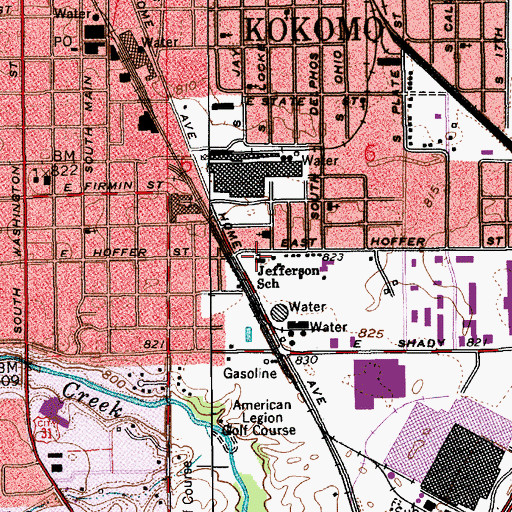 Topographic Map of Jefferson School, IN