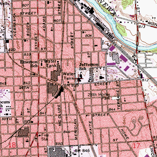 Topographic Map of Thomas Jefferson Elementary School, IN