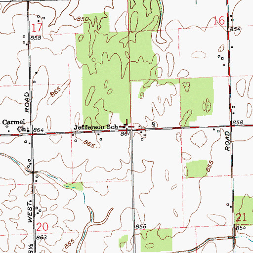 Topographic Map of Jefferson School, IN