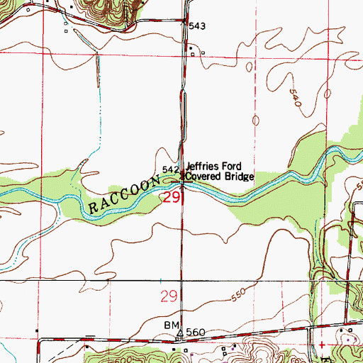 Topographic Map of Jeffries Ford Bridge, IN