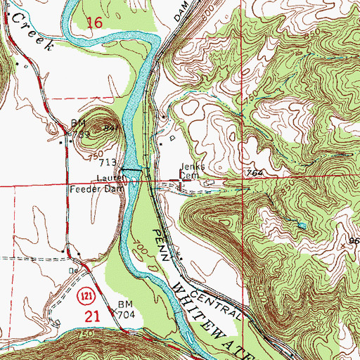 Topographic Map of Jenks Cemetery, IN
