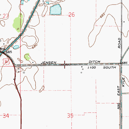 Topographic Map of Jensen Ditch, IN