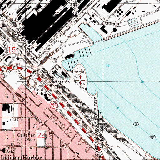 Topographic Map of Jeorse Park, IN