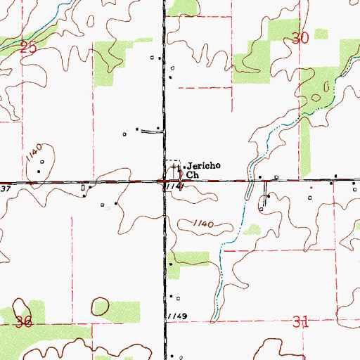Topographic Map of Jericho Church, IN