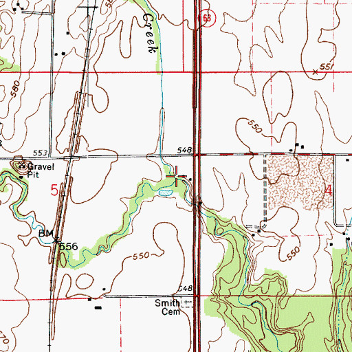 Topographic Map of Jericho Creek, IN