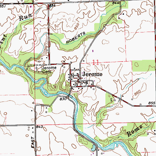 Topographic Map of Jerome, IN