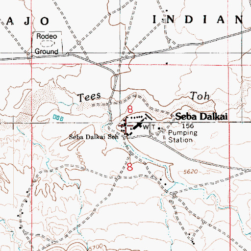 Topographic Map of Seba Dalkai School, AZ