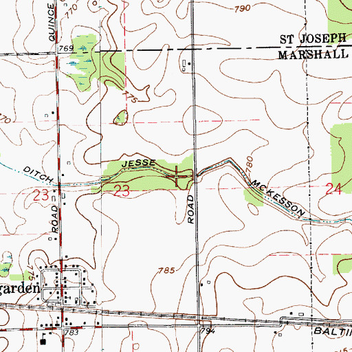 Topographic Map of Jesse McKesson Ditch, IN