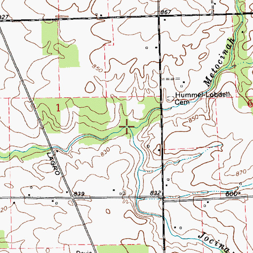 Topographic Map of Jocinah Creek, IN