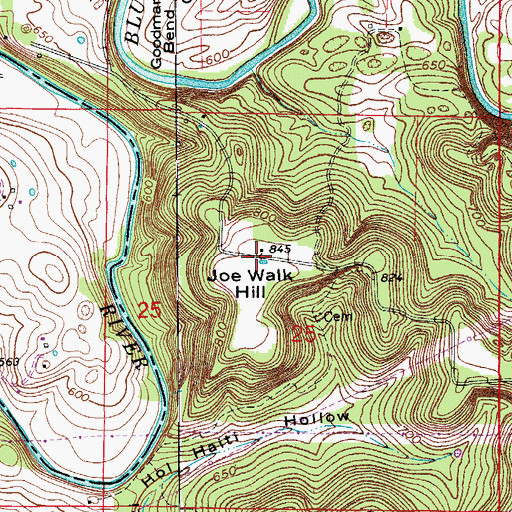 Topographic Map of Joe Walk Hill, IN