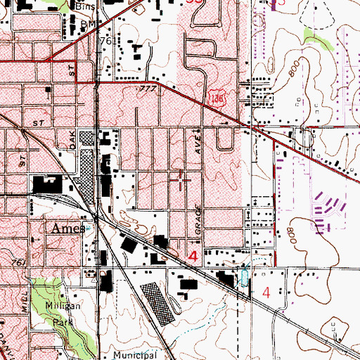 Topographic Map of John Beard Elementary School, IN