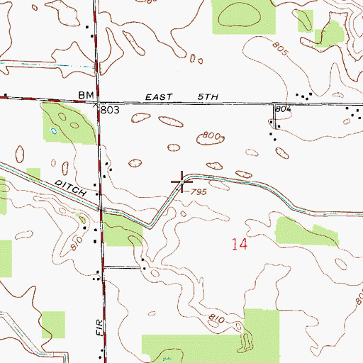Topographic Map of John Mattern Ditch, IN