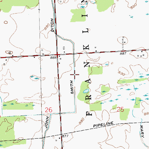 Topographic Map of John Smith Ditch, IN