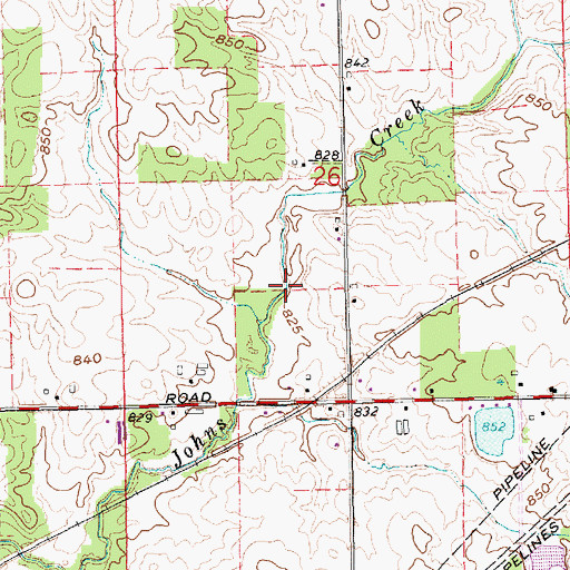 Topographic Map of Johns Creek, IN