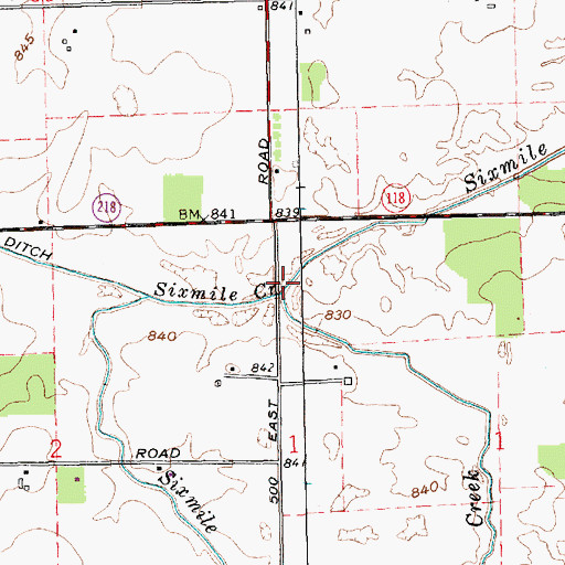Topographic Map of Johns Creek, IN