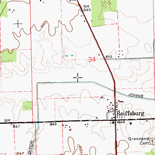 Topographic Map of Johns Ditch, IN