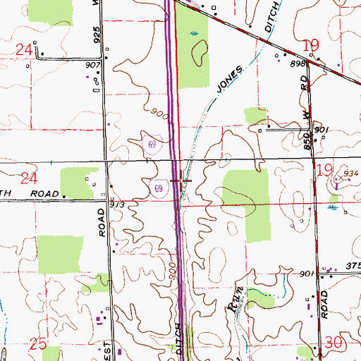 Topographic Map of Johns Ditch, IN