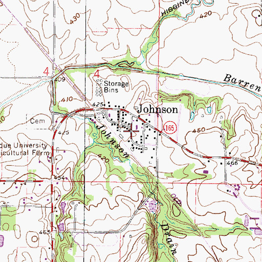 Topographic Map of Johnson, IN