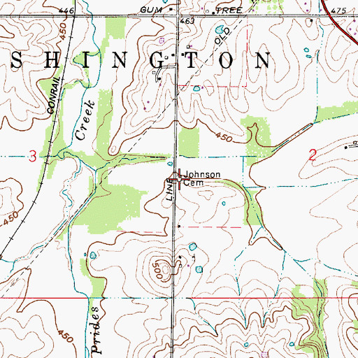Topographic Map of Johnson Cemetery, IN
