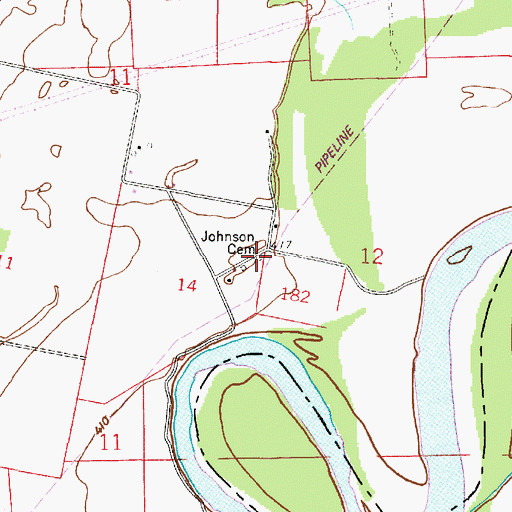 Topographic Map of Johnson Cemetery, IN