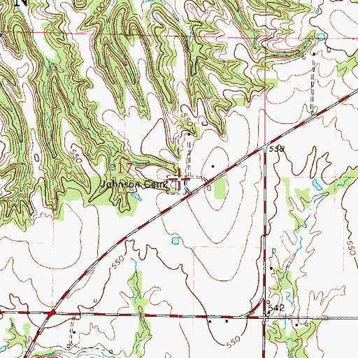 Topographic Map of Johnson Cemetery, IN