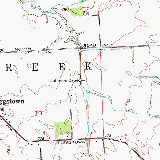 Topographic Map of Johnson Cemetery, IN