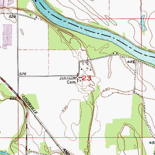 Topographic Map of Johnson Cemetery, IN