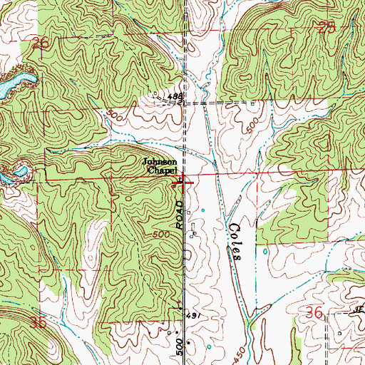 Topographic Map of Johnson Chapel, IN