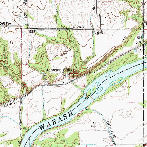Topographic Map of Johnson City Cemetery, IN