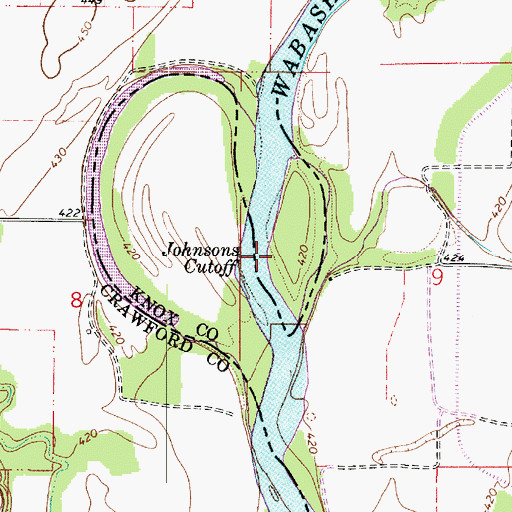 Topographic Map of Johnsons Cutoff, IN