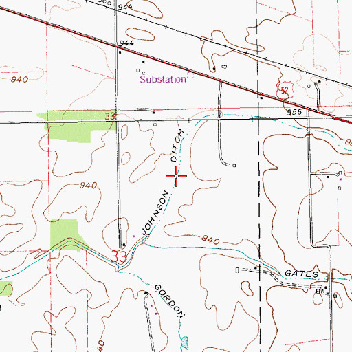 Topographic Map of Johnson Ditch, IN