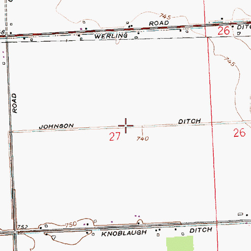 Topographic Map of Johnson Ditch, IN