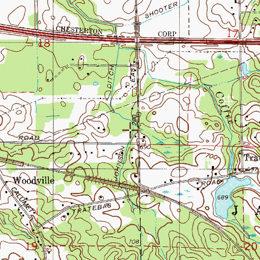 Topographic Map of Johnson Ditch, IN